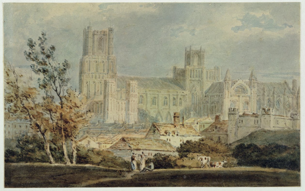 Widok katedry w Ely (ołówek i toaleta na papierze) autorstwa Joseph Mallord William Turner