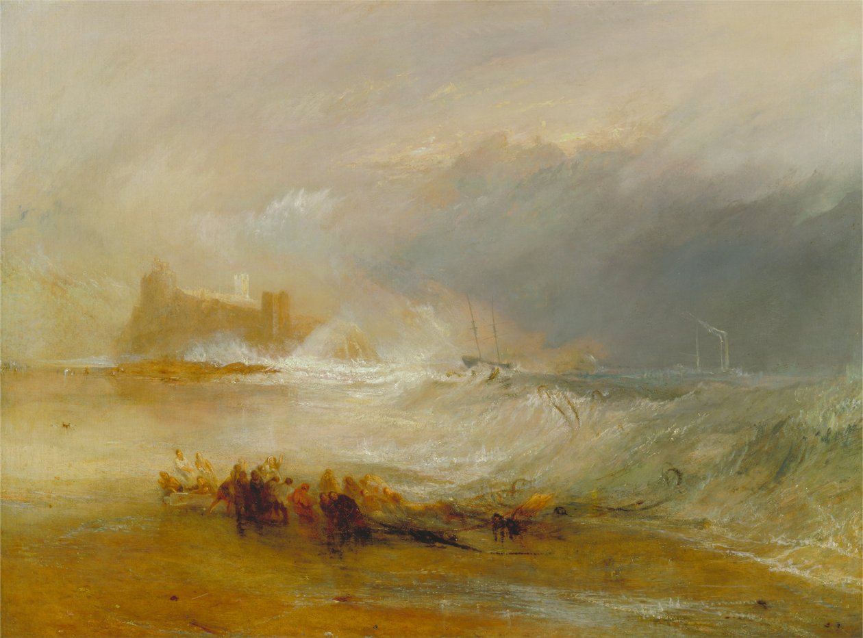 Wraki -- Wybrzeże Northumberland, z parowcem pomagającym statkowi przy brzegu autorstwa Joseph Mallord William Turner