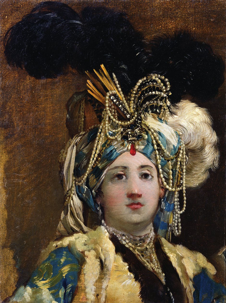 Sułtana, 1748 (olej na papierze) autorstwa Joseph Marie, the Elder Vien