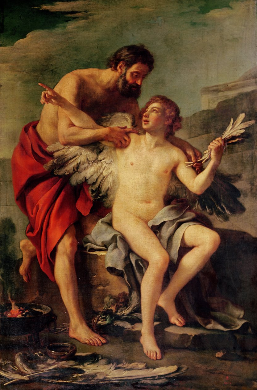 Dedal przyczepiający skrzydła Ikarowi, ok. 1754 r. autorstwa Joseph Marie, the Elder Vien