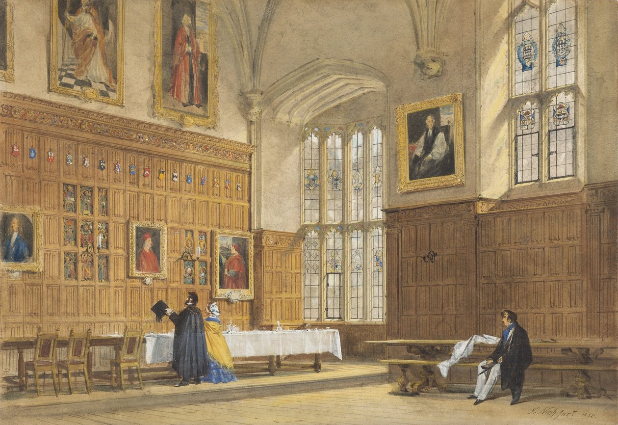 Widok na jadalnię w Magdalen College, Oxford autorstwa Joseph Nash