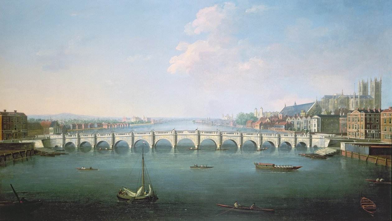 Widok na Tamizę na Westminster Bridge autorstwa Joseph Nicholls