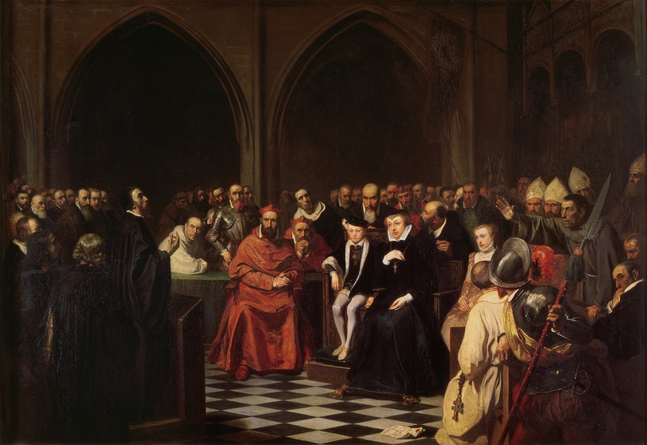 Kolokwium z Poissy w 1561, 1840 autorstwa Joseph Nicolas Robert Fleury