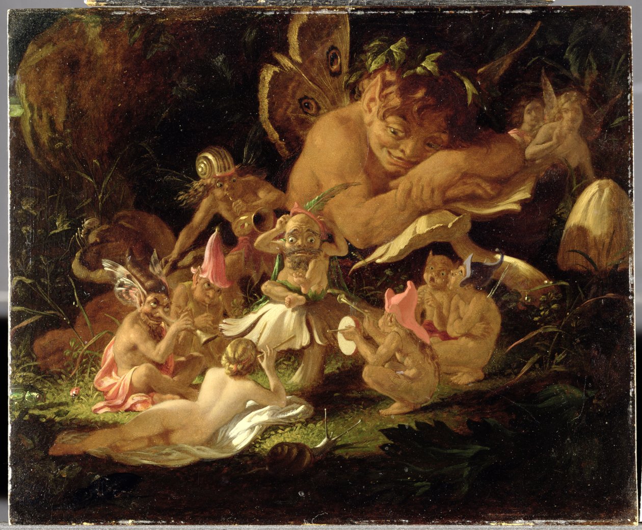 Puck i wróżki, z „Snu nocy letniej”, ok. 1850 (olej na tartaku) autorstwa Joseph Noel Paton