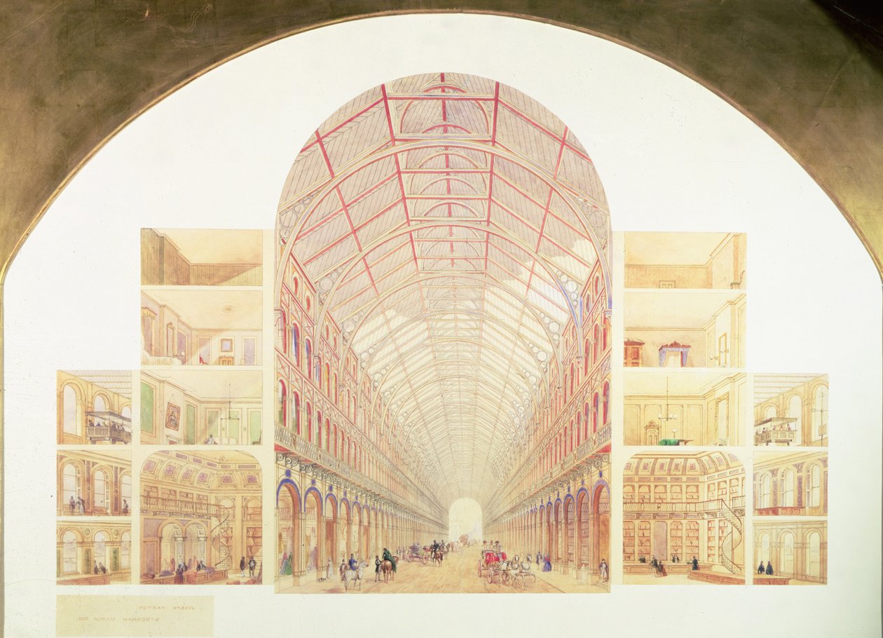 Perspektywa przekroju proponowanej Wielkiej Drogi Wiktoriańskiej, c.1854 autorstwa Joseph Paxton