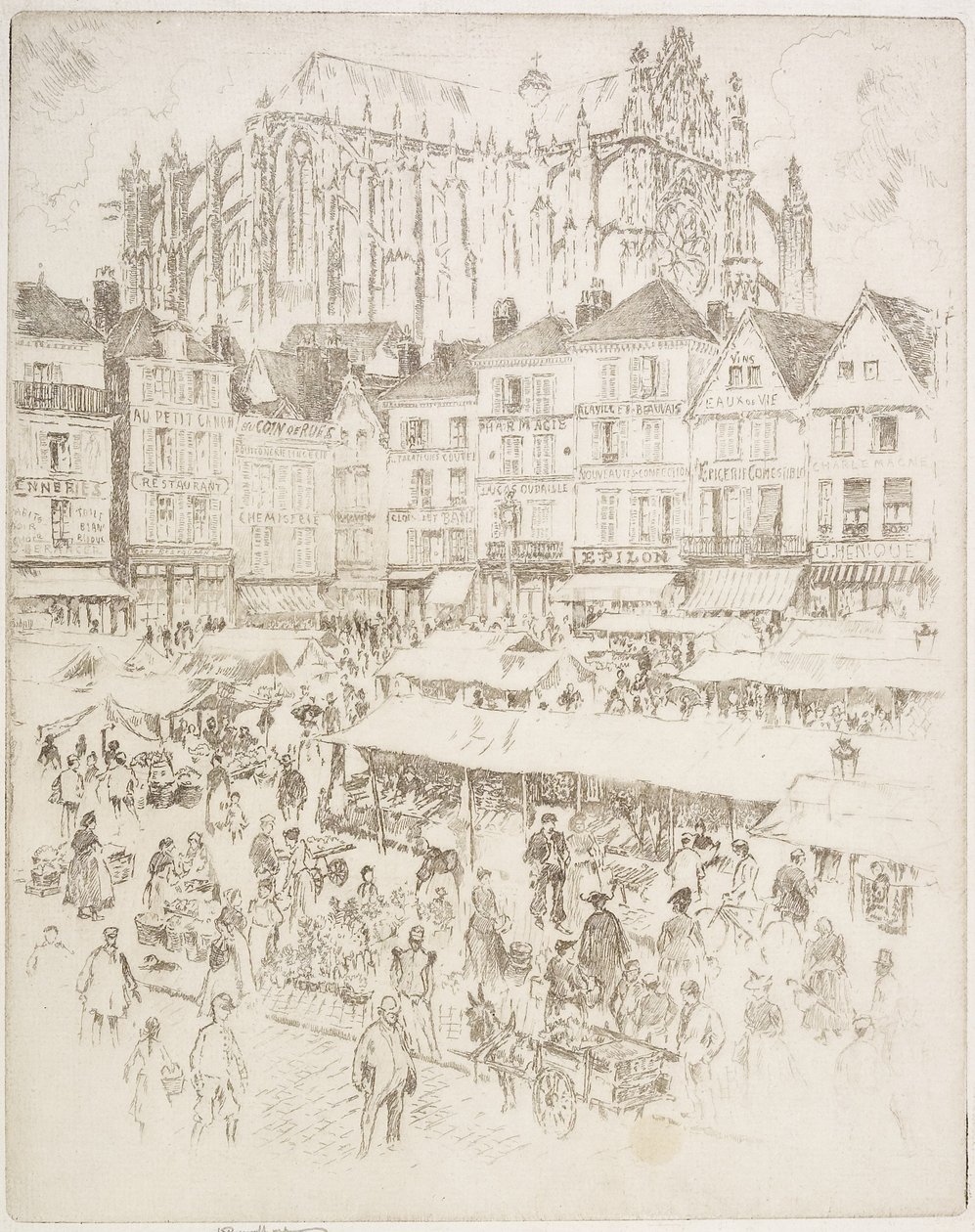 La Place, Beauvois, 1907 autorstwa Joseph Pennell