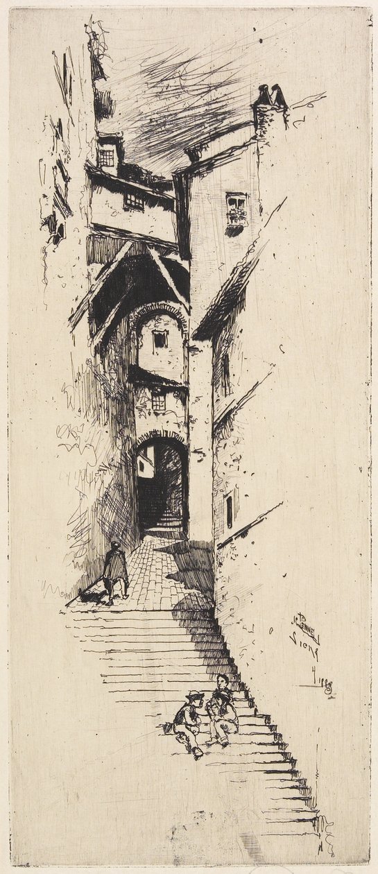 Ulica Schodów, Siena, 1883 autorstwa Joseph Pennell
