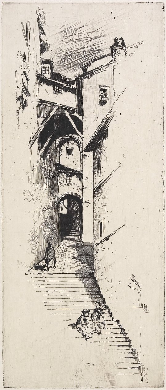 Ulica Schodów, Siena, 1883 autorstwa Joseph Pennell