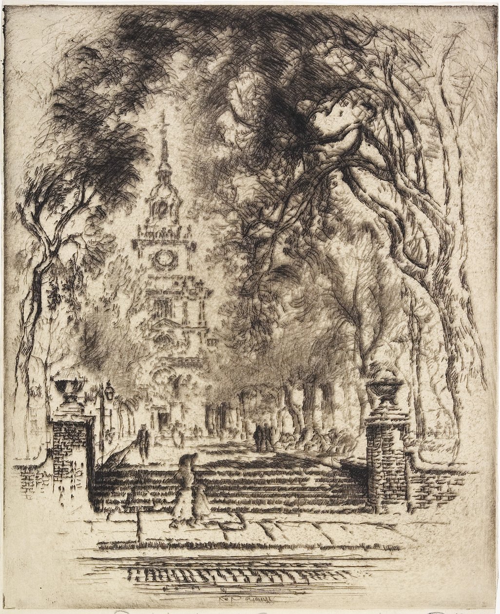 Plac, Plac Niepodległości, Filadelfia, 1920 autorstwa Joseph Pennell