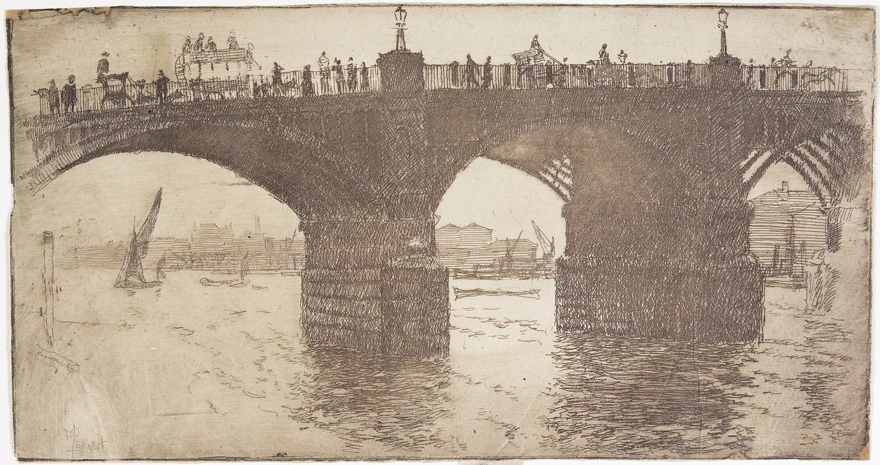 Pod mostem Vauxhall, 1893 autorstwa Joseph Pennell