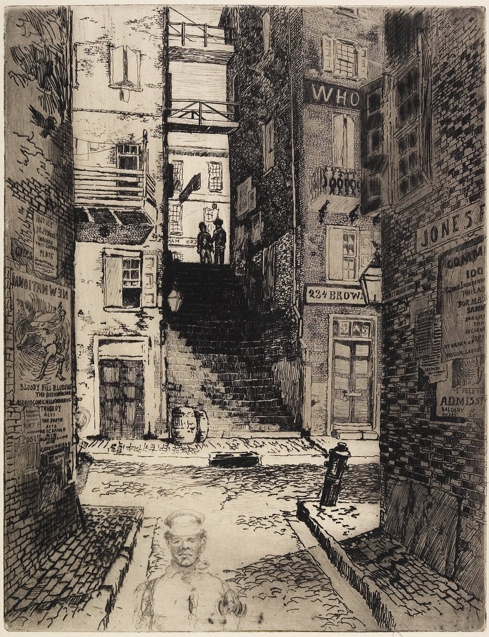 Schody na ulicy Wodnej, Patrząc w górę, 1881 autorstwa Joseph Pennell
