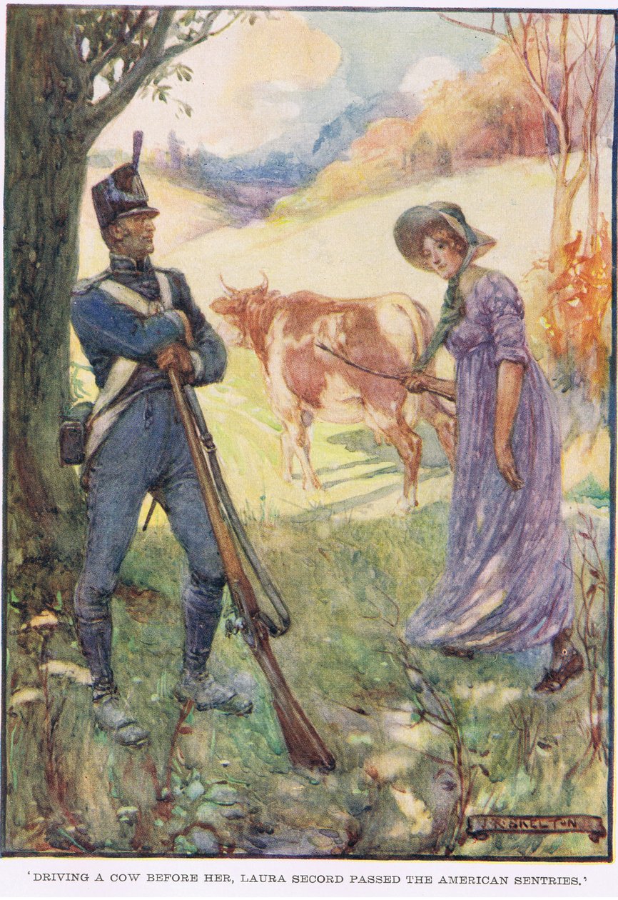 Pędząca krowę przed nią Laura Secord minęła amerykańskich wartowników autorstwa Joseph Ratcliffe Skelton
