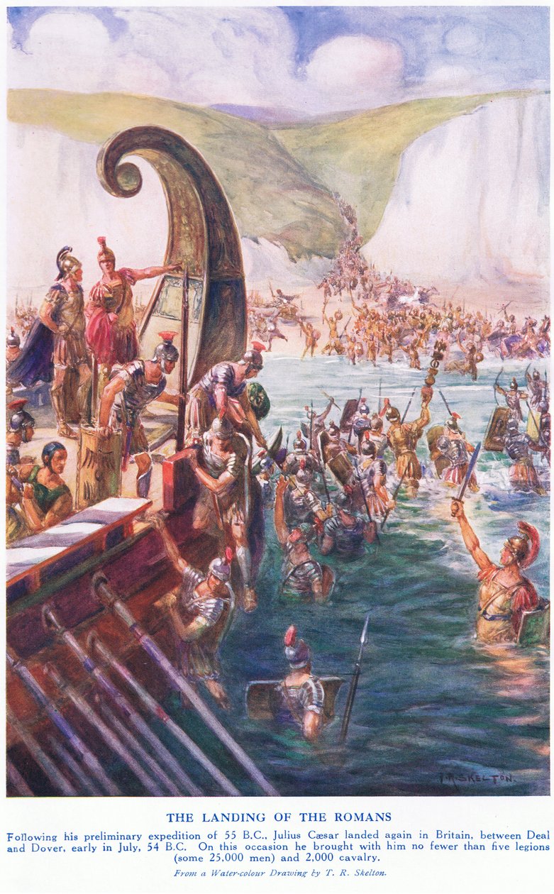 Rzymianie przybywający do Wielkiej Brytanii autorstwa Joseph Ratcliffe Skelton