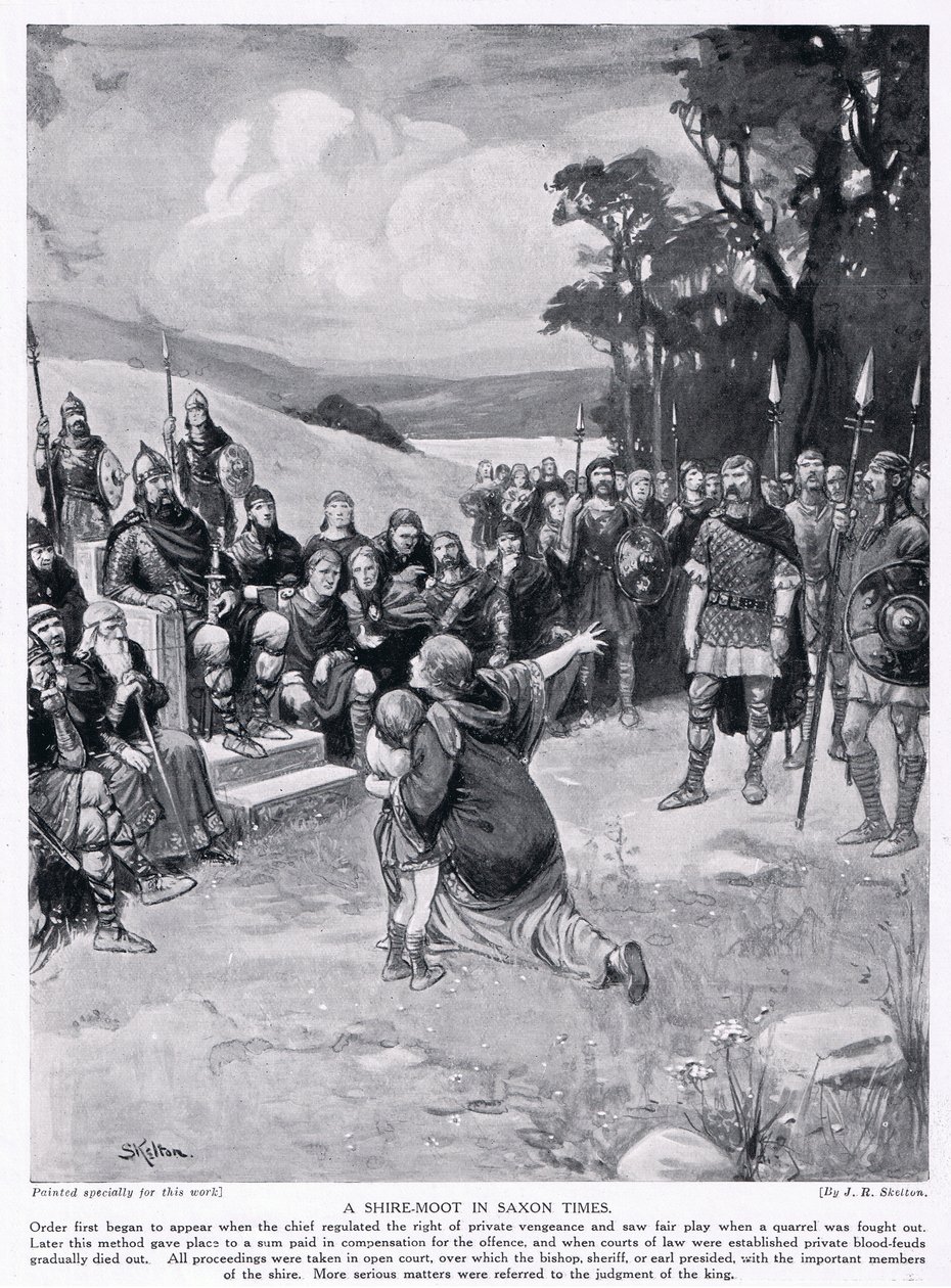 The Shire Moot w czasach saskich, lata 20. autorstwa Joseph Ratcliffe Skelton
