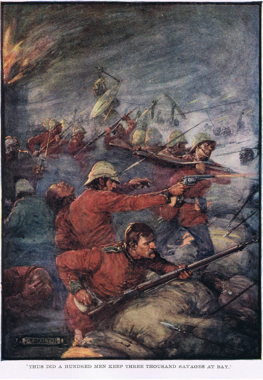 W ten sposób stu ludzi powstrzymało trzy tysiące dzikusów autorstwa Joseph Ratcliffe Skelton