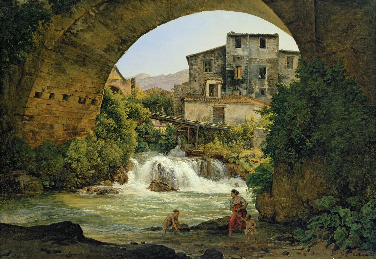 Pod łukiem mostu we Włoszech, 1822 autorstwa Joseph Rebell