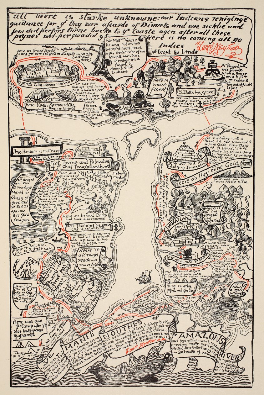 Pobudzająca mapa Mętnej Amazonki, ilustracja z „Takie historie dla małych dzieci” Rudyarda Kiplinga, wyd. Londyn, 1951 autorstwa Joseph Rudyard Kipling