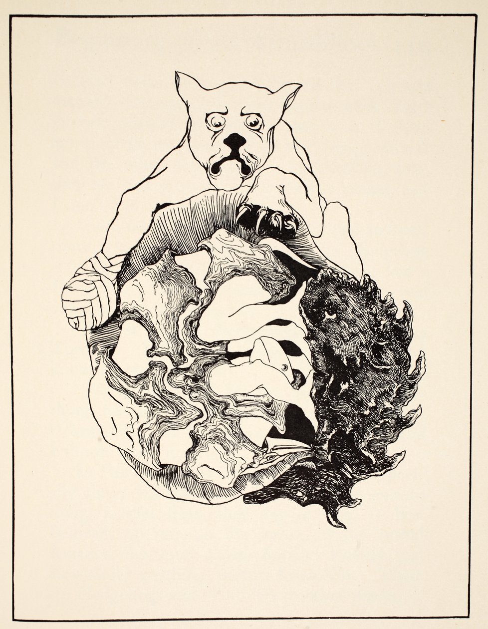 Cała historia Jaguar i Jeż i Żółw i Armadillo wszystko w stercie, ilustracja z "Just So Stories for Little Children" Rudyard Kipling, pub. London, 1951 autorstwa Joseph Rudyard Kipling