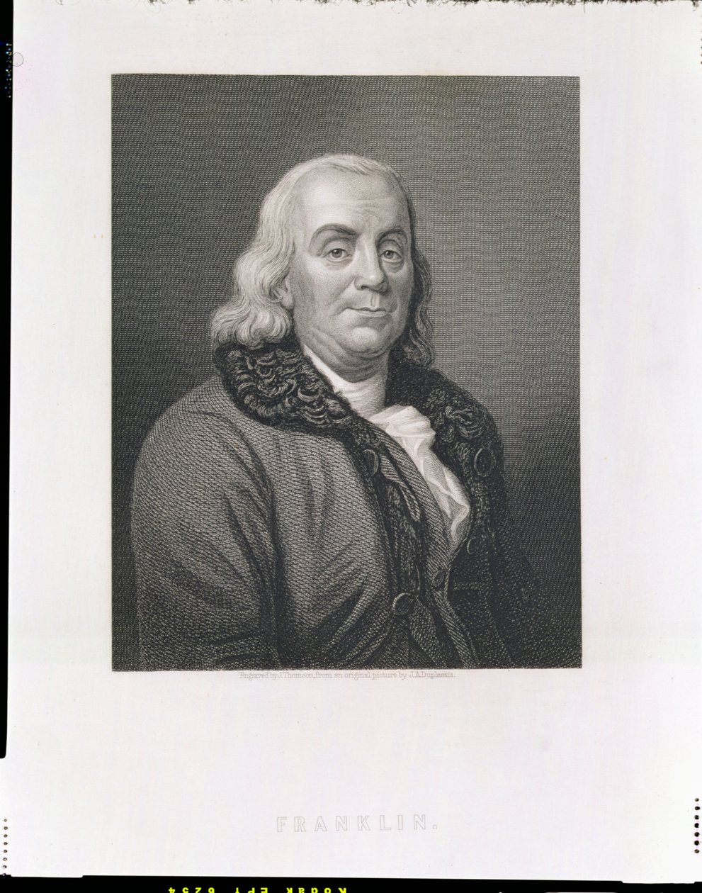Portret Benjamina Franklina, wyryty przez J. Thomsona, wydany przez Williama Mackenzie. autorstwa Joseph Siffred Duplessis