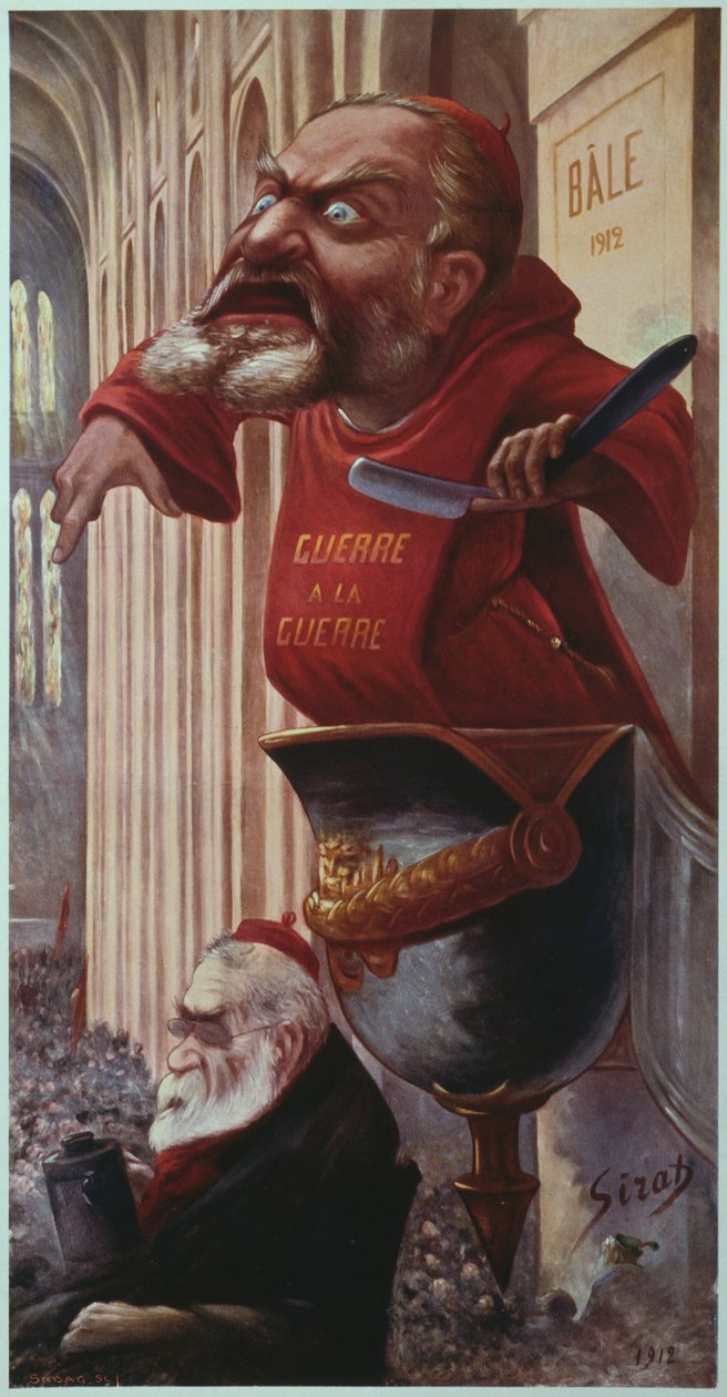 Karykatura Jeana Jauresa i Edouarda Vaillanta na kongresie II Międzynarodówki Socjalistycznej w Bazylei, 1912 autorstwa Joseph Sirat