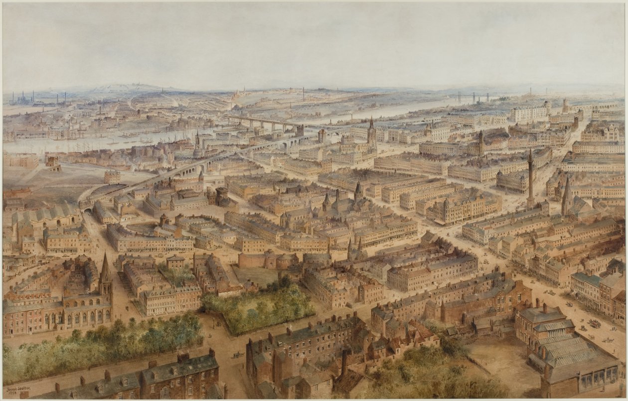 Newcastle upon Tyne (farba do karoserii, ołówek i toaleta na papierze) autorstwa Joseph Ratcliffe Skelton