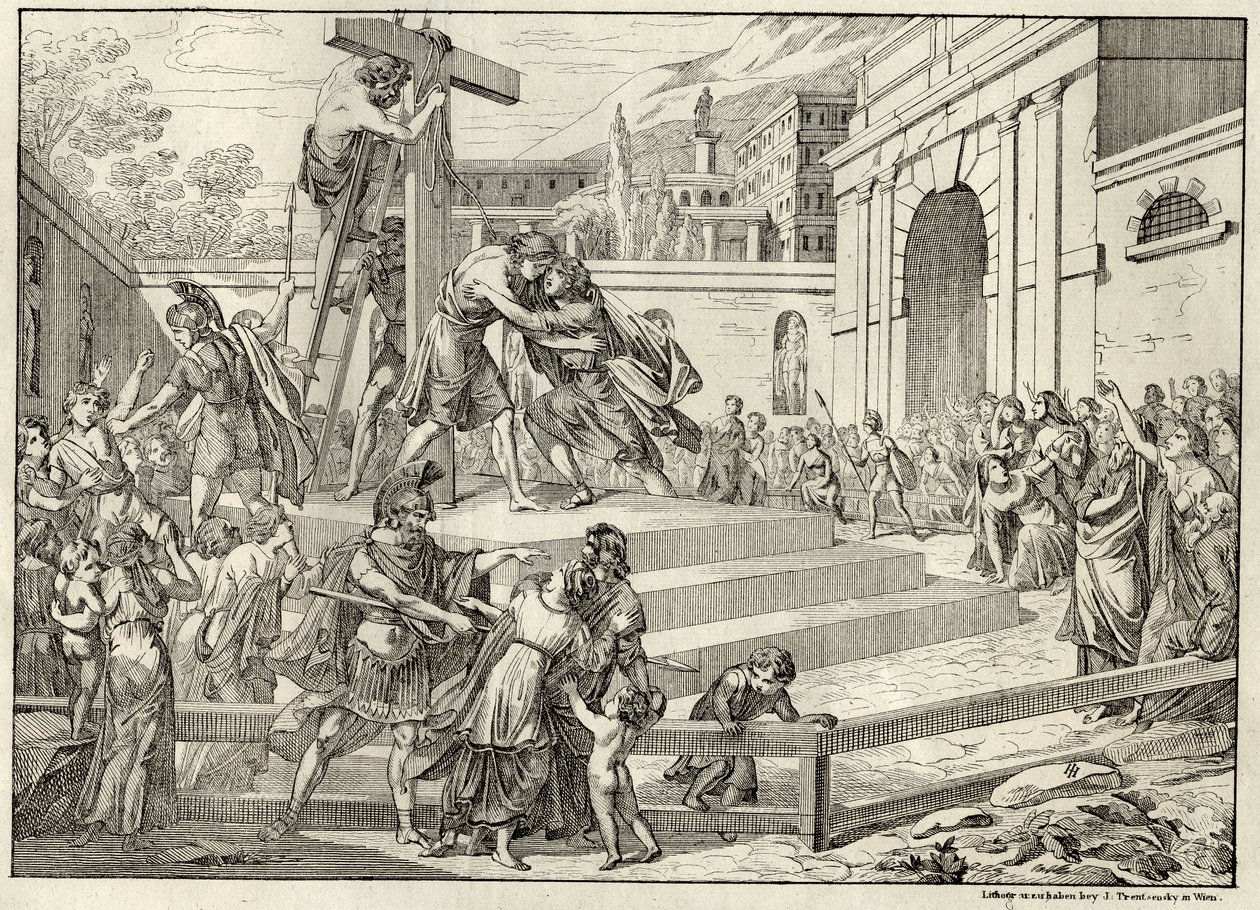 Ilustracja do ballady Die Bürgschaft Friedricha Schillera. autorstwa Joseph Trentsensky