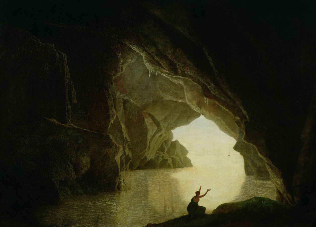 Grota w Zatoce Salernum z postacią wygnanej z Rzymu Julii, wyd. 1780 (para 72365) autorstwa Joseph Wright of Derby