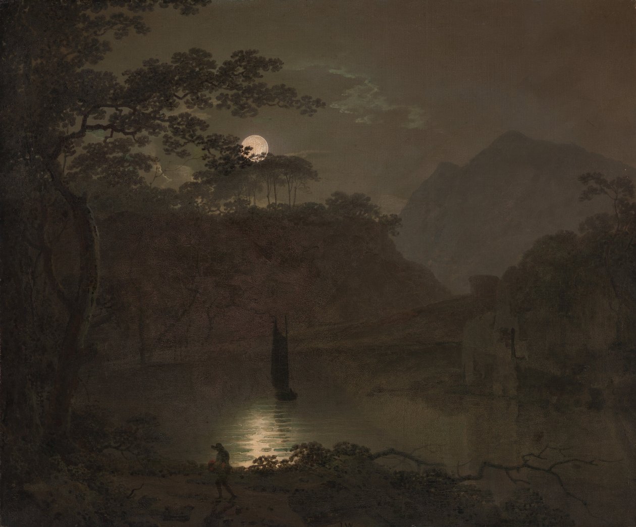 Jezioro w blasku księżyca autorstwa Joseph Wright of Derby