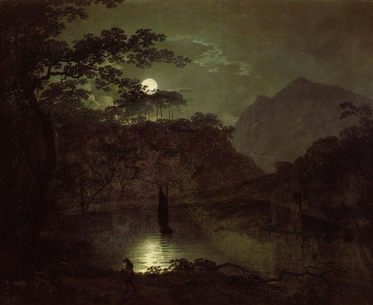 Jezioro przy świetle księżyca, ok.1780-82 autorstwa Joseph Wright of Derby