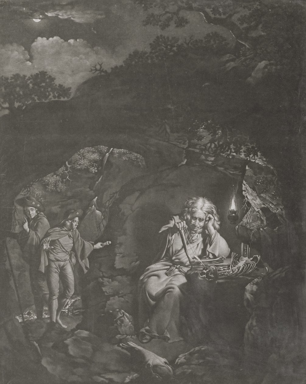 Filozof przy lampie, ryty przez Williama Pethera (c.1738-97) 1770 (mezzotinta) autorstwa Joseph Wright of Derby