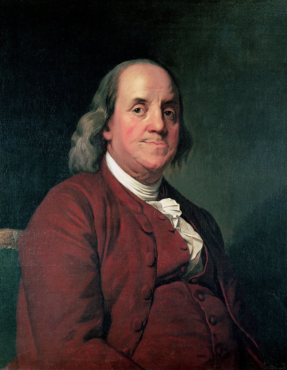 Benjamin Franklin, 1782 r. autorstwa Joseph Wright of Derby