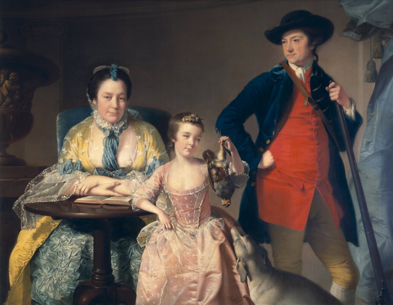 James i Mary Shuttleworth z jedną ze swoich córek, 1764 autorstwa Joseph Wright of Derby