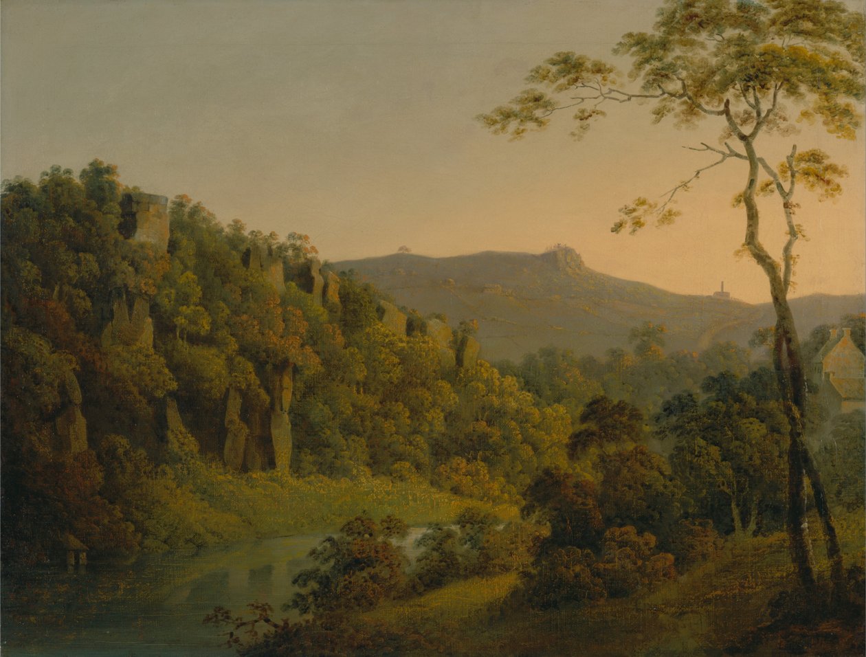 Matlock Dale, patrząc w kierunku Black Rock Escarpment autorstwa Joseph Wright of Derby