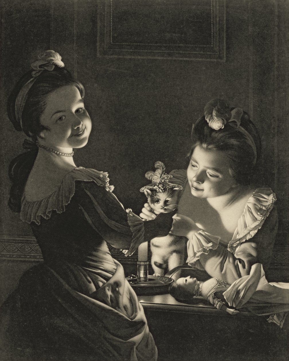 Opatrunek Miss Kitty, 1781 (mezzotinta) autorstwa Joseph Wright of Derby