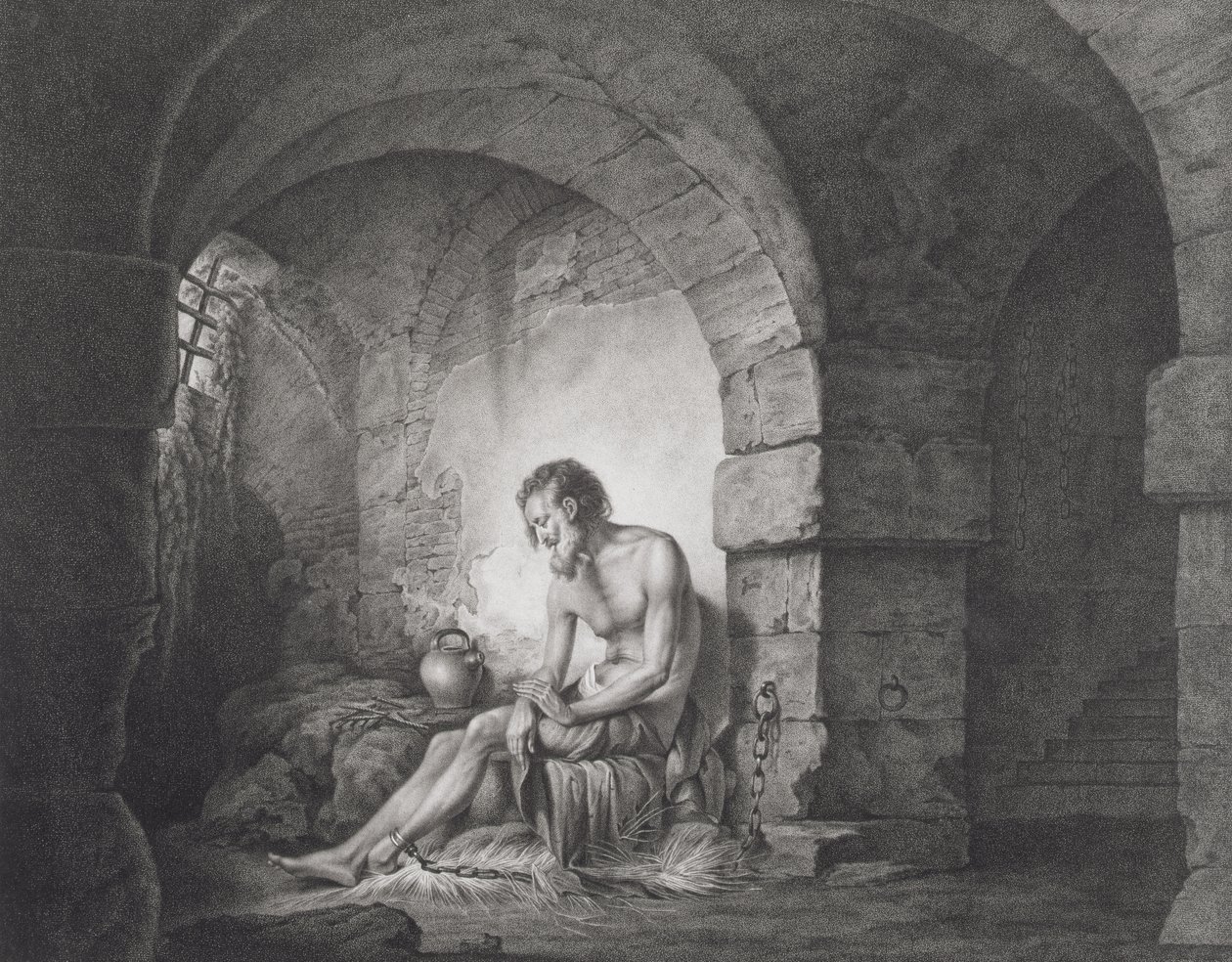 The Captive, grawerowane przez Thomasa Rydera (1746-1810) 1786 (Grawerowanie punktowane) autorstwa Joseph Wright of Derby