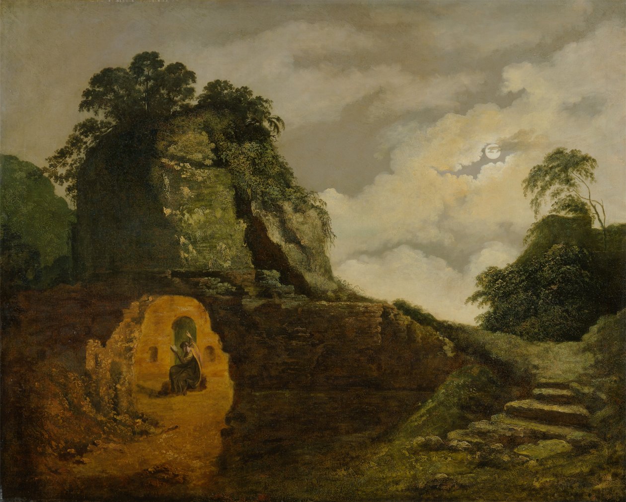 Grobowiec Virgils przy Moonlight, z Silius Italicus autorstwa Joseph Wright of Derby