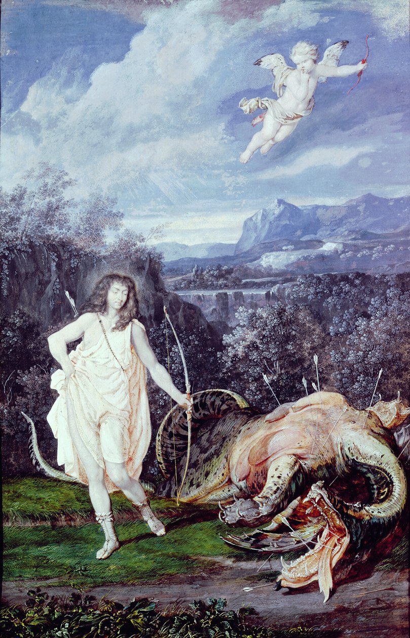 Ludwik XIV (1638-1715) jako Apollo, pogromca Pythona autorstwa Joseph Werner