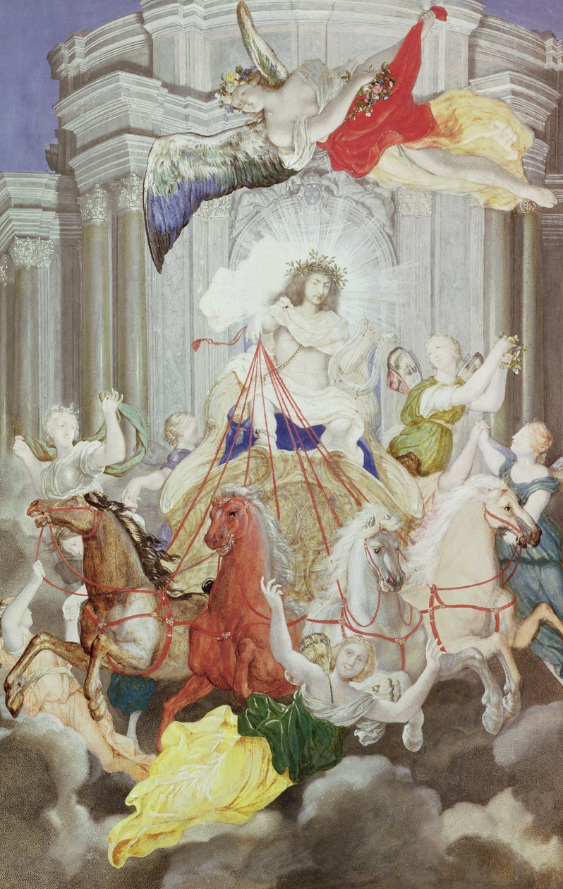 Triumf króla Francji Ludwika XIV (1638-1715) kierującego Rydwanem Słońca poprzedzonym przez Aurorę autorstwa Joseph Werner