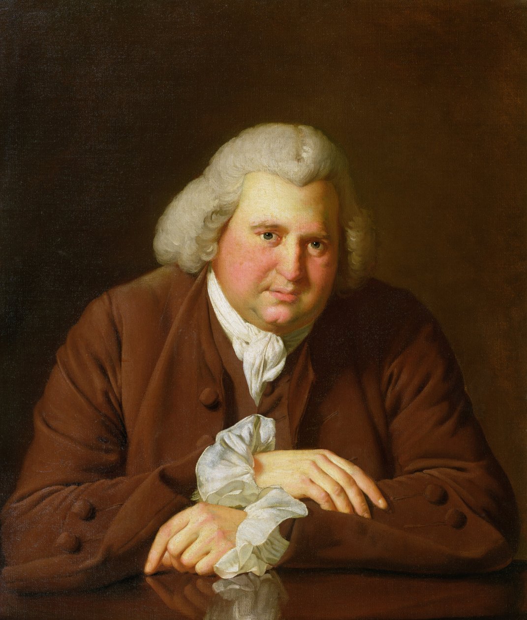 Portret doktora Erazma Darwina (1731-1802) naukowca, wynalazcy i poety, dziadka Karola Darwina, ok. 1770 autorstwa Joseph Wright of Derby