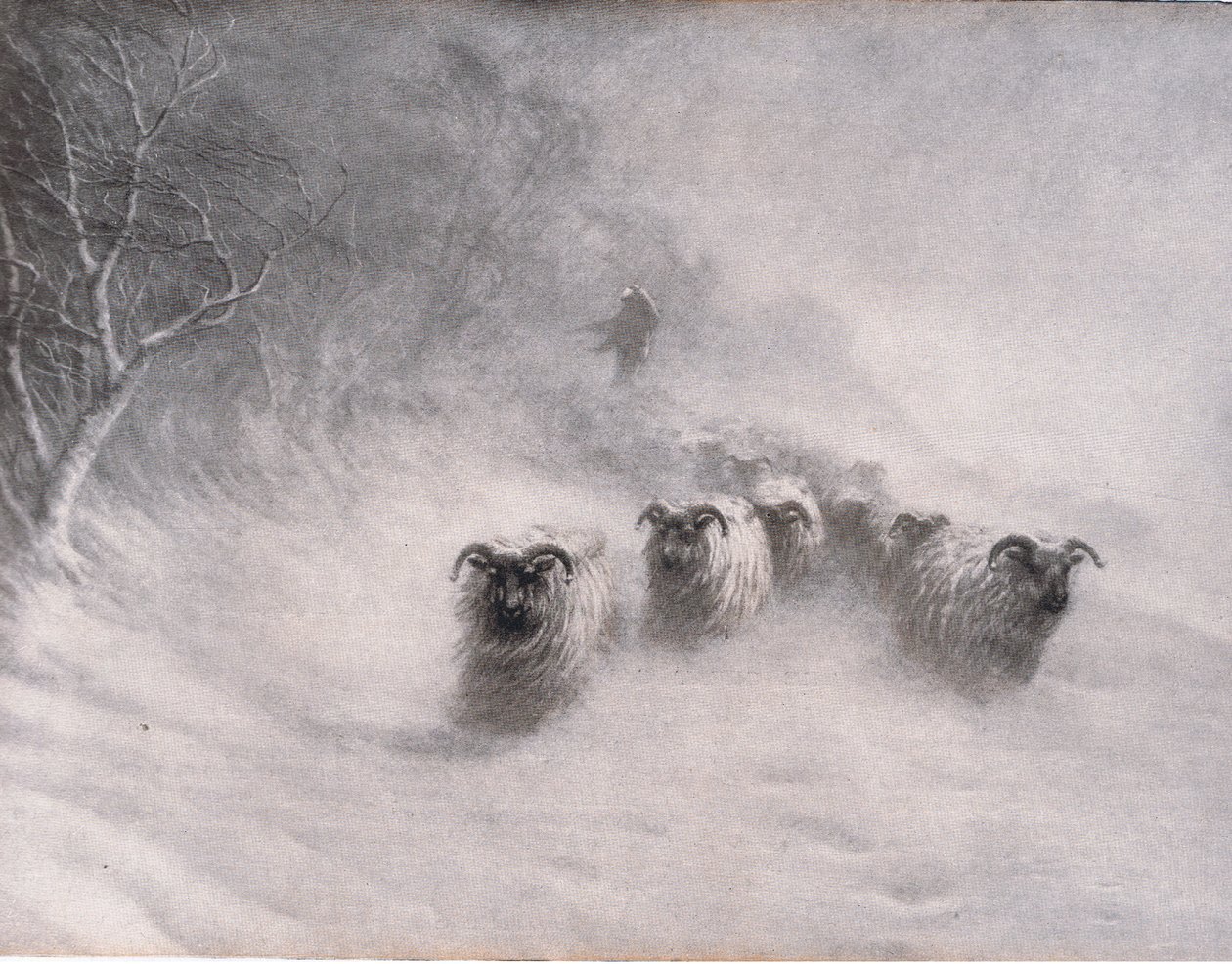 Nadchodzi burza zimy, Bibbys Annual, 1916-1917 autorstwa Joseph Farquharson