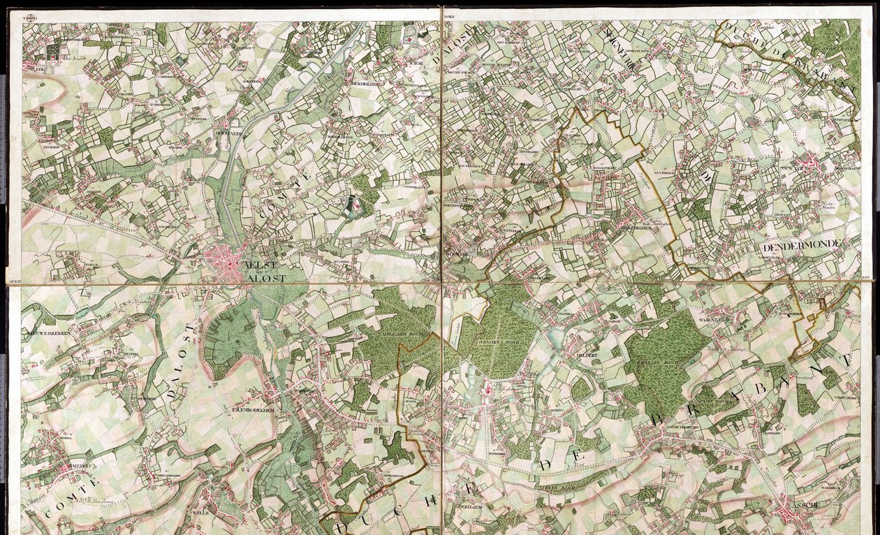 Mapa Aelst ou Alost - Aalst, Belgia autorstwa Joseph de Ferraris