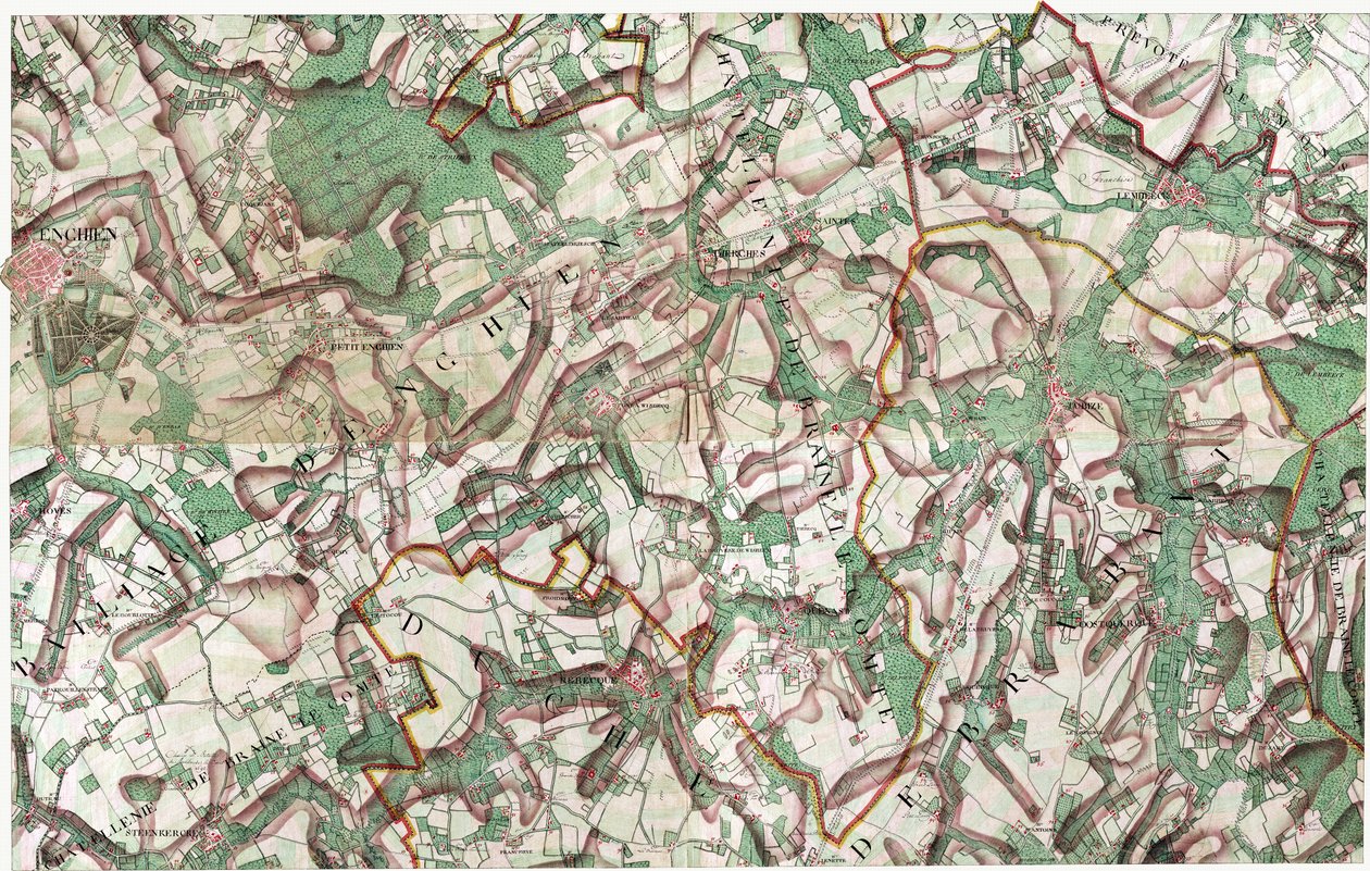 Mapa Enghien, Belgia autorstwa Joseph de Ferraris