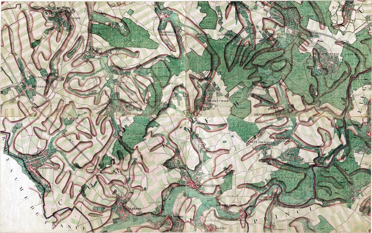 Mapa Merbes le Château - Merbes-le-Château, Belgia autorstwa Joseph de Ferraris