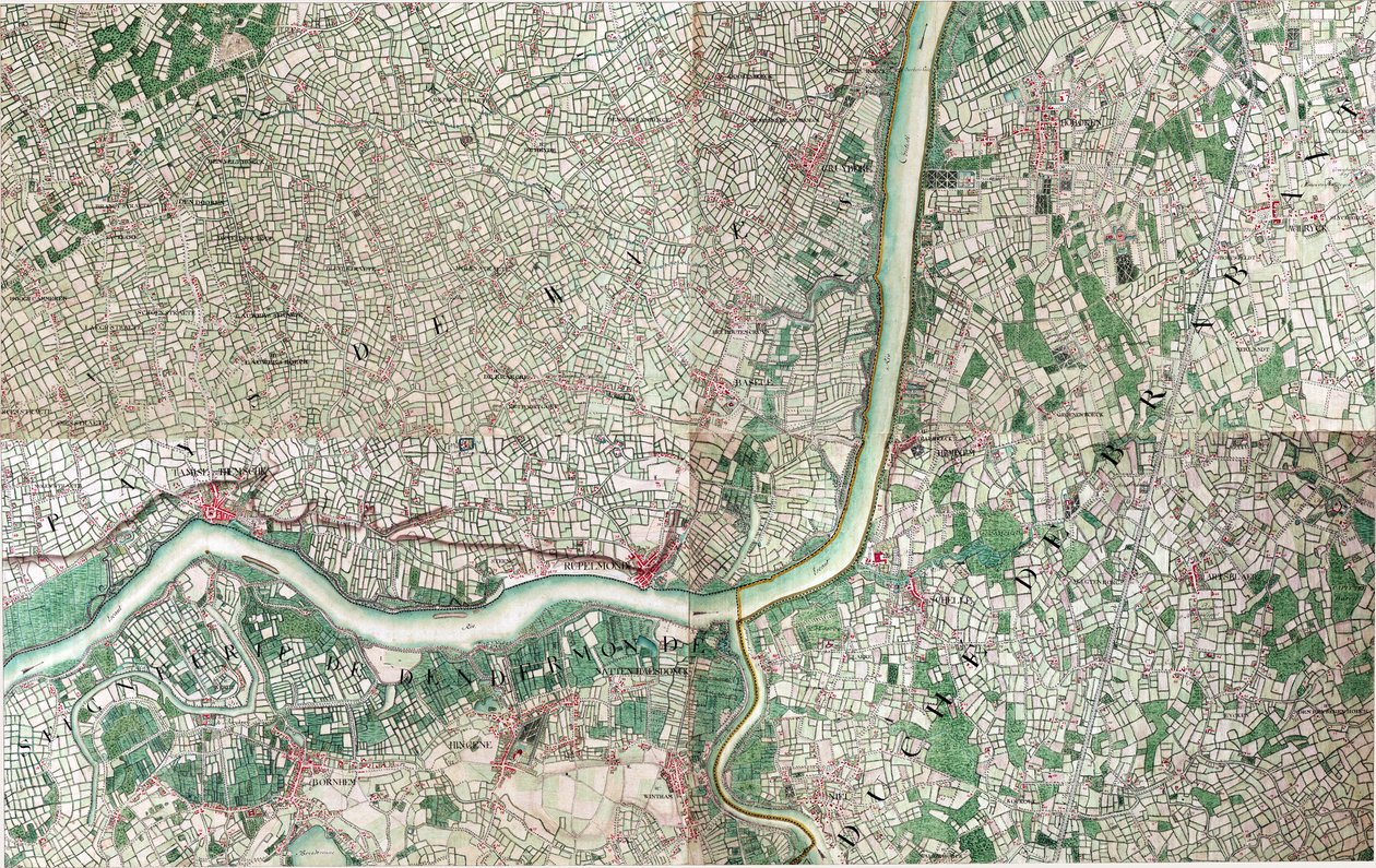 Mapa Rupelmonde, Belgia autorstwa Joseph de Ferraris