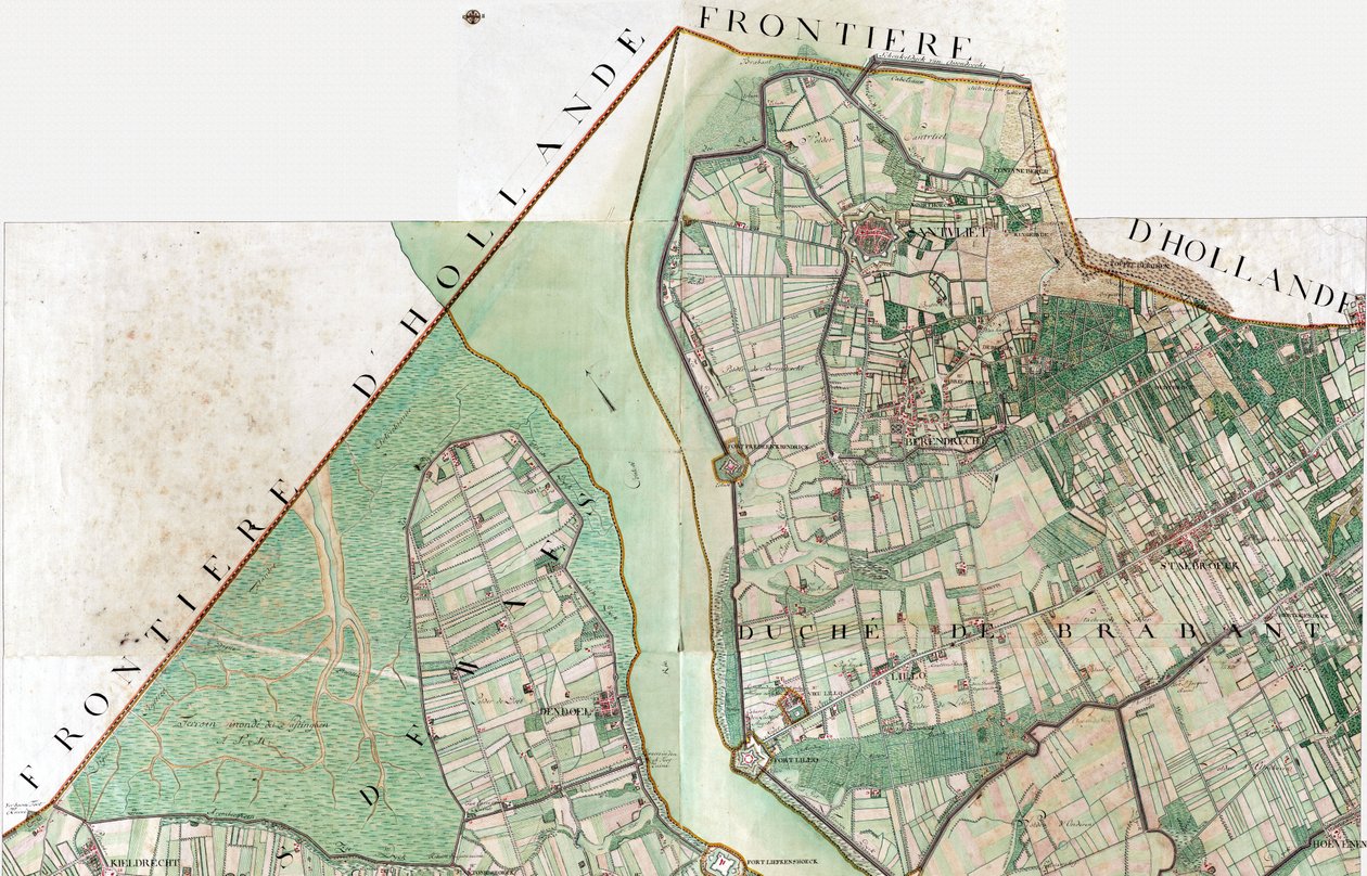 Mapa Santvliet autorstwa Joseph de Ferraris