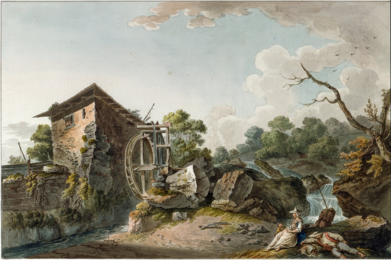 Widok górnego młyna w Montreux autorstwa Joseph-Emmanuel Curty