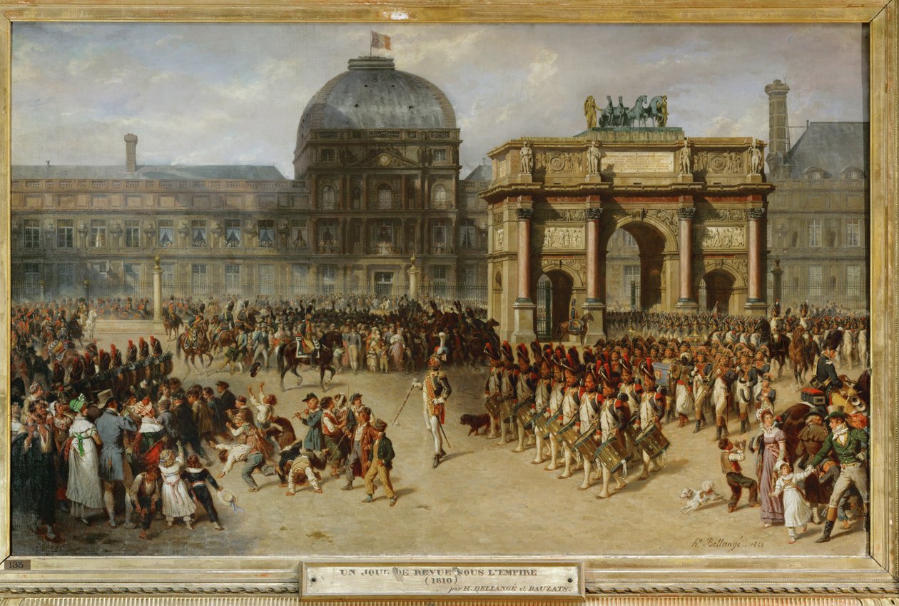 Przegląd wojskowy przed pałacem Tuileries, Paryż, 1810 r. ... autorstwa Joseph-Louis-Hippolyte Bellange
