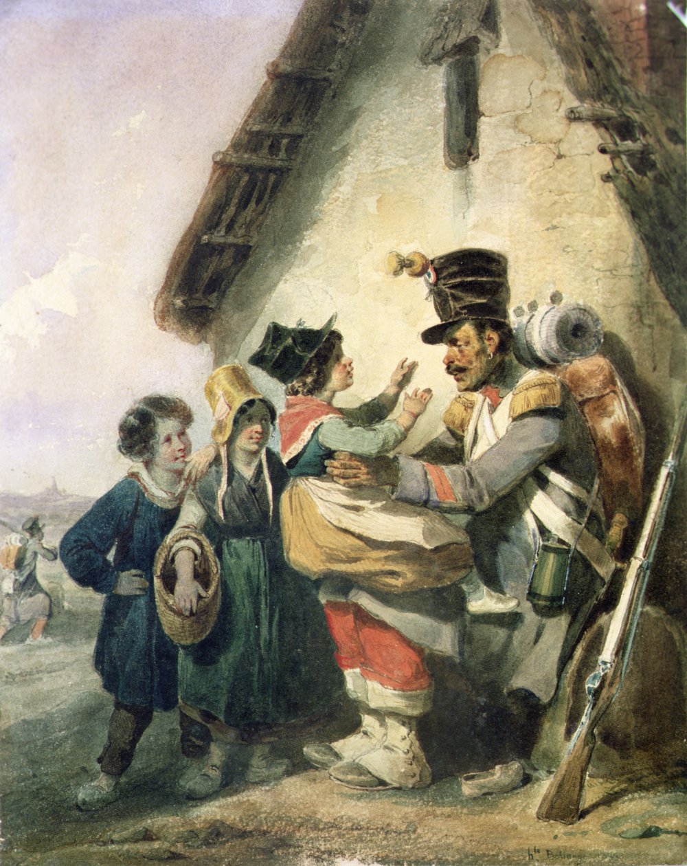 Powrót Żołnierza autorstwa Joseph Louis Hippolyte Bellange