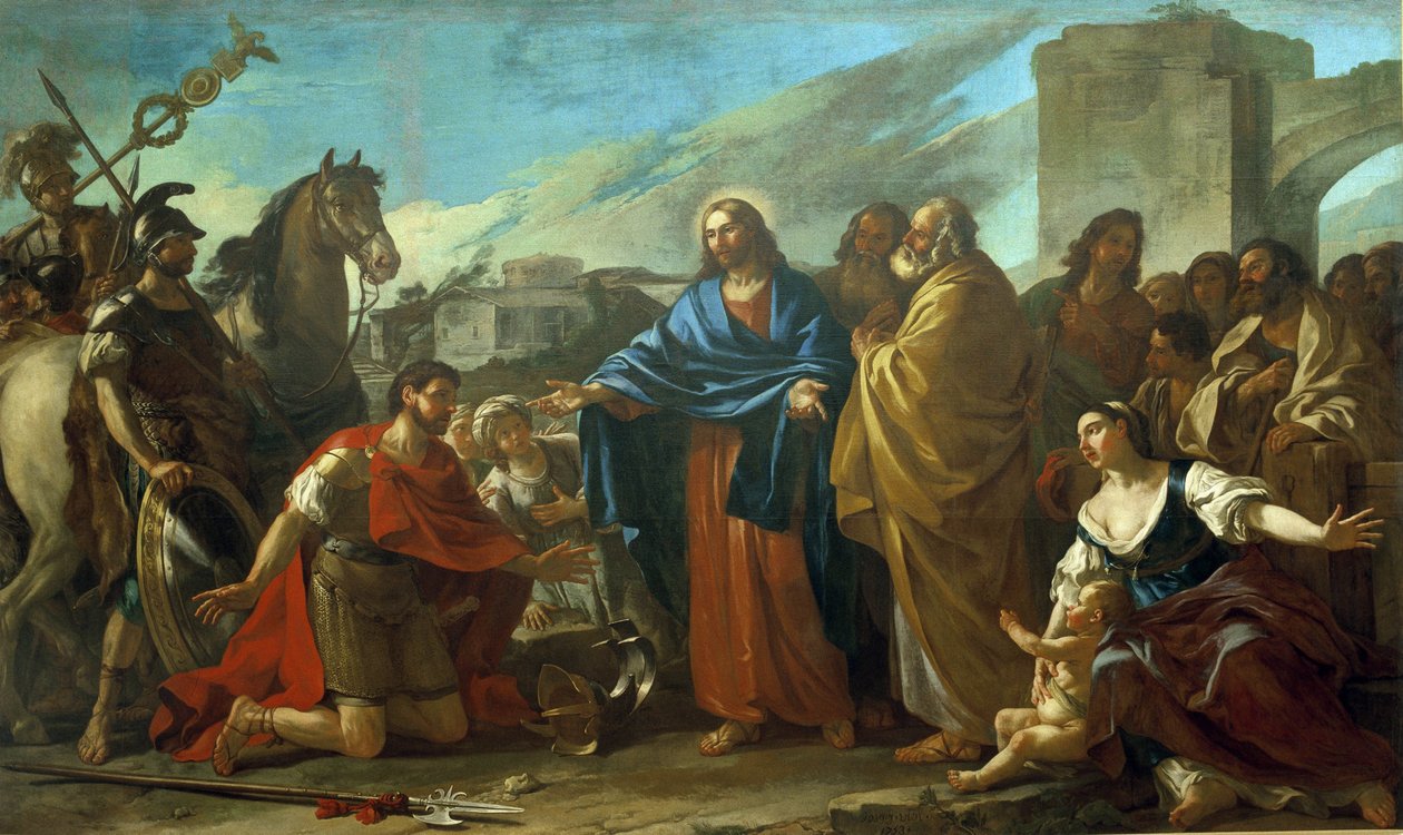 Cuda Chrystusa: „”centurion u stóp Chrystusa” autorstwa Joseph Marie, the Elder Vien