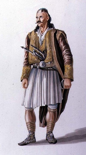 Kapitan Suliote Albańczycy, ilustracja z Canto II „Pielgrzymka dziecka Harolda” autorstwa Lorda Byrona, grawerowana przez Robert Havell & Son, wyd. 1822 (kolor grawerowany) autorstwa Joseph (after) Cartwright
